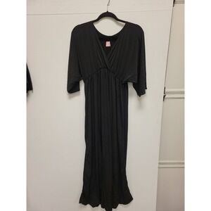 Flirty Pink Black Maxi Dress 1X Plus Size V Neck Empire Waist Long Gown Womens